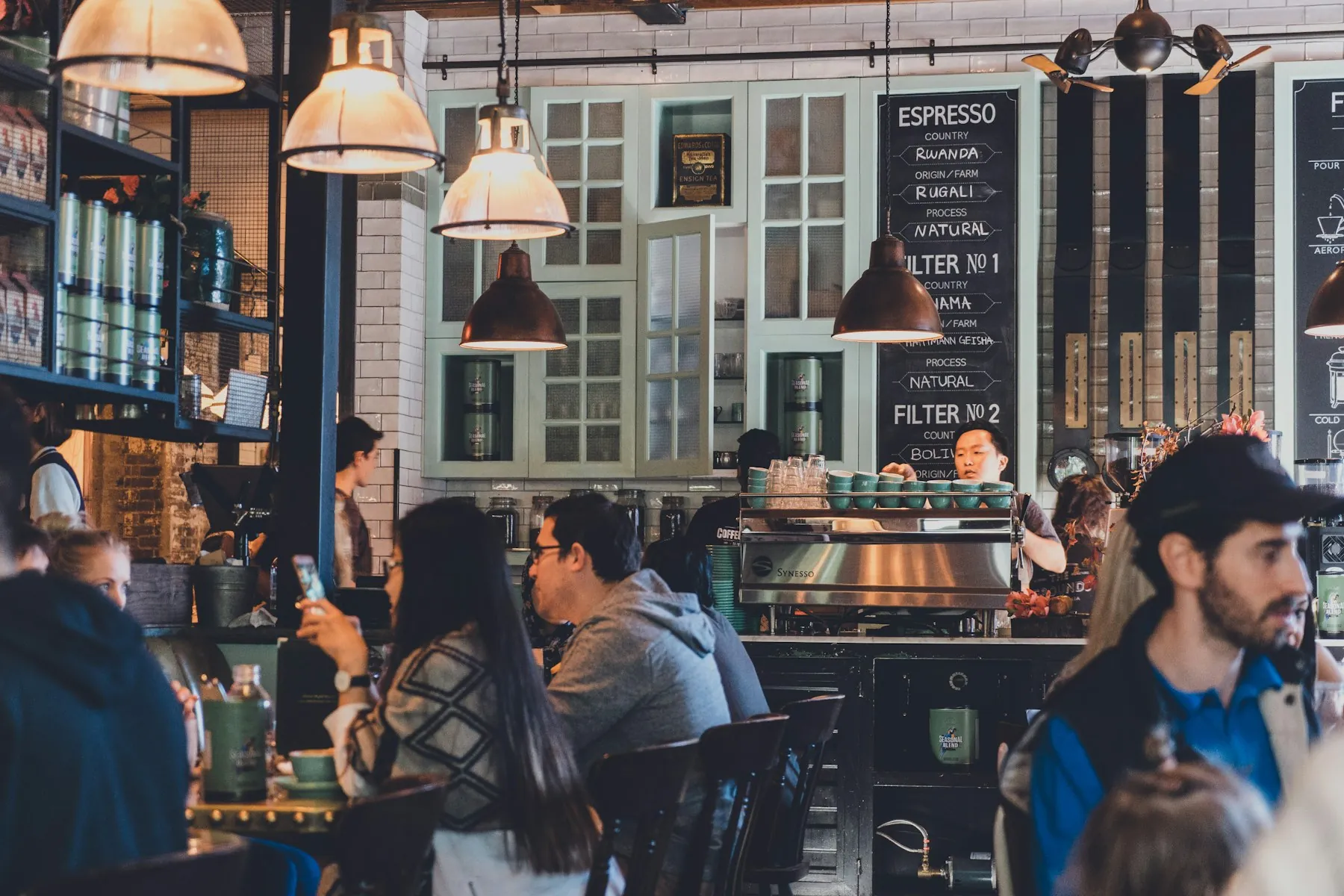 Guests at a table in a restaurant